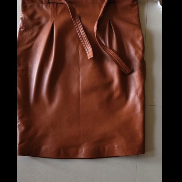 NWOT - Genuine Soft Leather Skirt Custom Tailor Made Size 10  - Caramel/Rust - Picture 2 of 4
